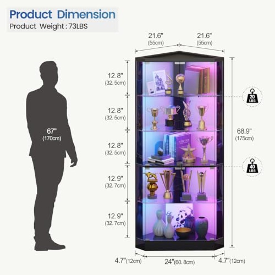 Vitrine d'angle avec éclairage - Display Case Acrylic avis et prix